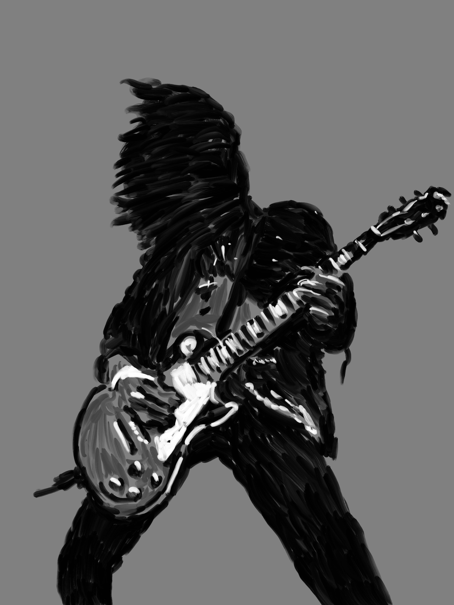 Slash With Guitar Digital Sketch