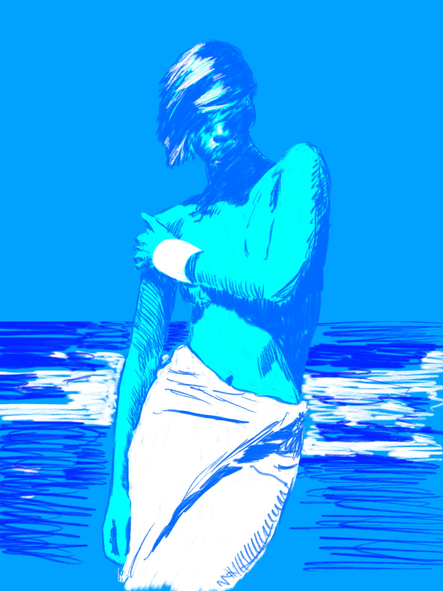 Woman Seaside Digital Sketch